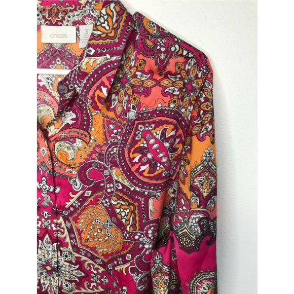 Chicos Boho Paisley Button Front Long sleeve Shirt - Picture 7 of 8